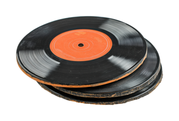Classic vinyl records home nostalgia isolated on transparent background png