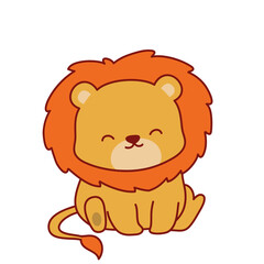 Cute Adorable Lion Cartoon Illustration
