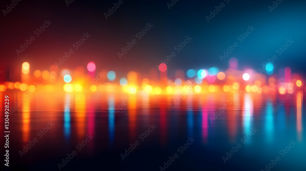 Wall mural vibrant city lights create a mesmerizing bokeh effect, perfect for illustrating nightlife and urban 