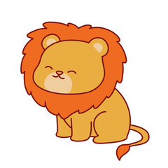 Cute Adorable Lion Cartoon Illustration
