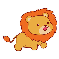 Cute Adorable Lion Cartoon Illustration
