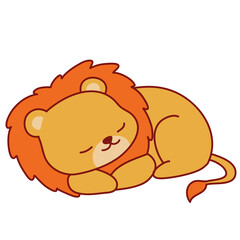 Cute Adorable Lion Cartoon Illustration
