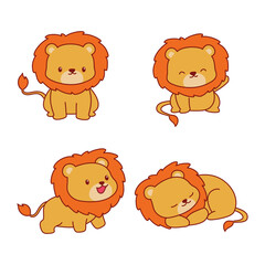 Cute Adorable Lion Cartoon Illustration
