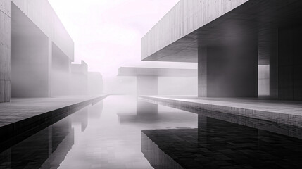 Obraz premium Minimalist architectural forms in grayscale