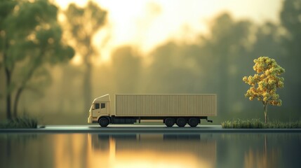 Abstract truck and container in soft light, symbolizing efficient cargo transport and modern logistics.