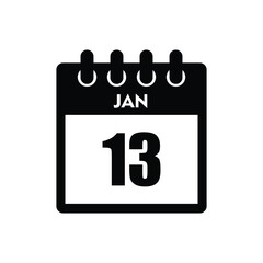 calender icon, 13 january icon with white background