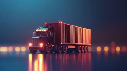 Abstract truck and container in soft light, symbolizing efficient cargo transport and modern logistics.