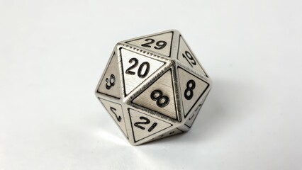 Icosahedral Die on White Background