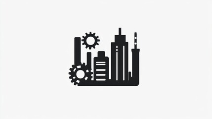 Industrial Cityscape Silhouette. Showing Urban Development and Machinery. Possible use Stock Photo for Business, Technology, or Design