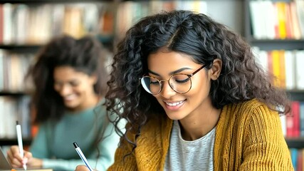 Dedicated Teacher Reviews Papers with Student in Study Room