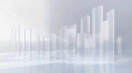 Abstract 3D glass graph with frost texture symbolizing financial growth, minimalistic design.
