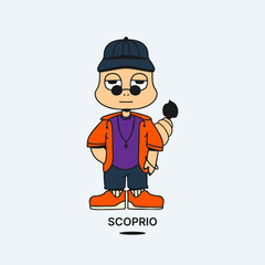 Cute character zodiac sign Scorpio. Mascot. Trendy vector illustration.