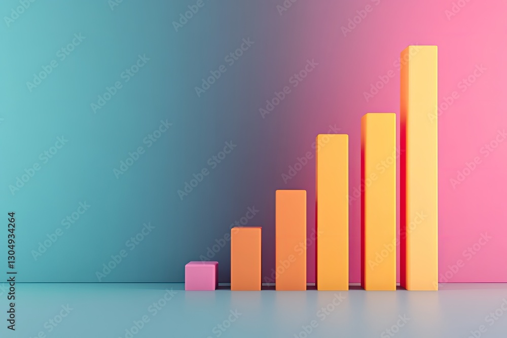 Poster a colorful bar chart illustration showing increasing values, set against a gradient background.
