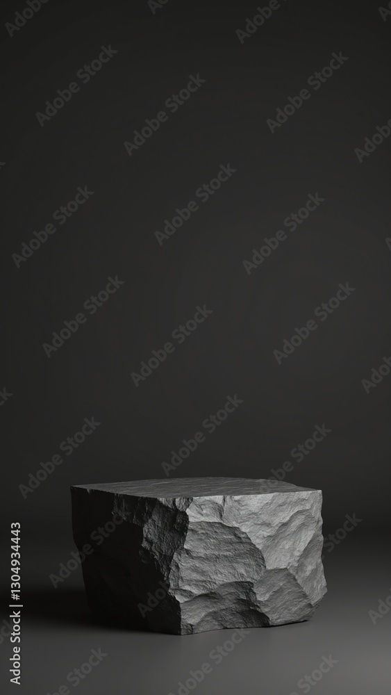 Poster black geometric stone and rock shape background, minimalist mockup for podium display or showcase, 3