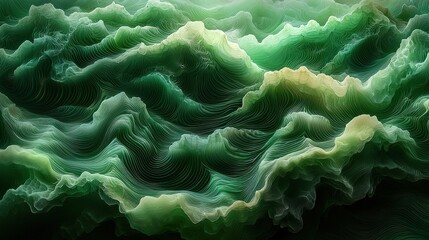Abstract Green Wave Terrain
