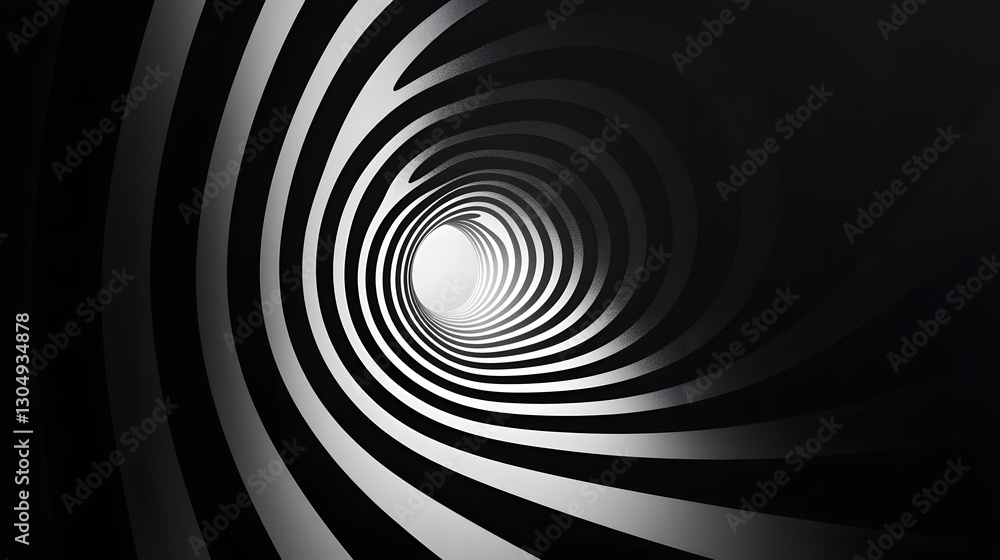 Poster a mesmerizing spiral tunnel leading to a bright light, showcasing a dynamic interplay of light and s