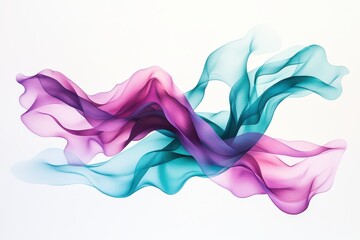 Abstract flowing shapes create a dynamic visual experience in vibrant shades of pink and teal