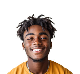 Obraz premium Smiling young man portrait bright isolated on transparent background png