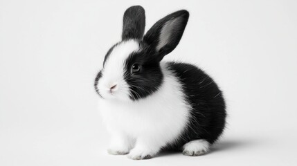 Obraz premium Energetic Grey Rabbit, Isolated on White