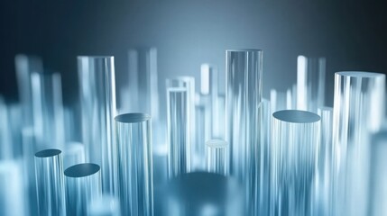 Obraz premium Frosted glass 3D graph depicting financial growth, clean modern design, centered composition. Symbolizes progress and innovation in finance.