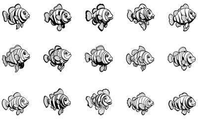 Detailed Clownfish Fish Coloring Page for Adults, Elegant Line Art Design for Stress Relief and Relaxation, Perfect for Printable Art Therapy or Adult Coloring Books, High-Quality Artwork.