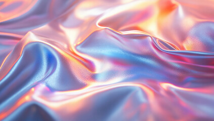 Obraz premium Iridescent holographic surface with rainbow-like light reflections creating a surreal abstract background