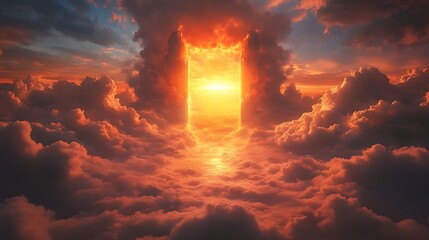 Gateway lights up heaven's orange cloudy expanse