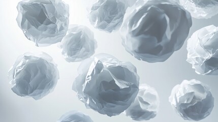 Crumpled paper balls forming a creative sculpture, symbolizing teamwork and innovation.