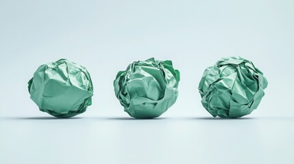 Crumpled paper balls forming a creative sculpture, symbolizing teamwork and innovation.