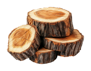 Wood logs stacked neatly nature isolated on transparent background png