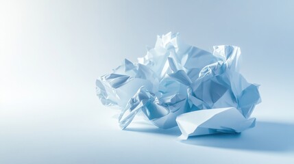 Crumpled paper balls forming a creative sculpture, symbolizing teamwork and innovation.