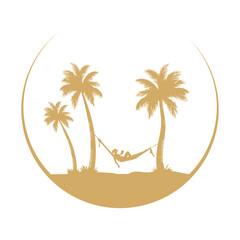 ector palm tree with hammock and sunset background 2