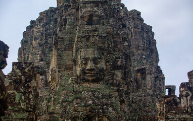Fototapeta premium Angkor Wat temple bayon face smiling siem reap, cambodia