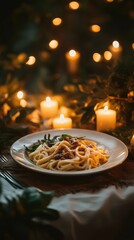 Romantic candlelit dinner features delicious pasta dish