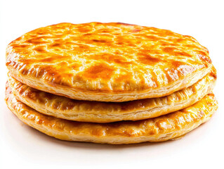 Golden galette des rois with flaky layers and shiny crust, deliciously tempting