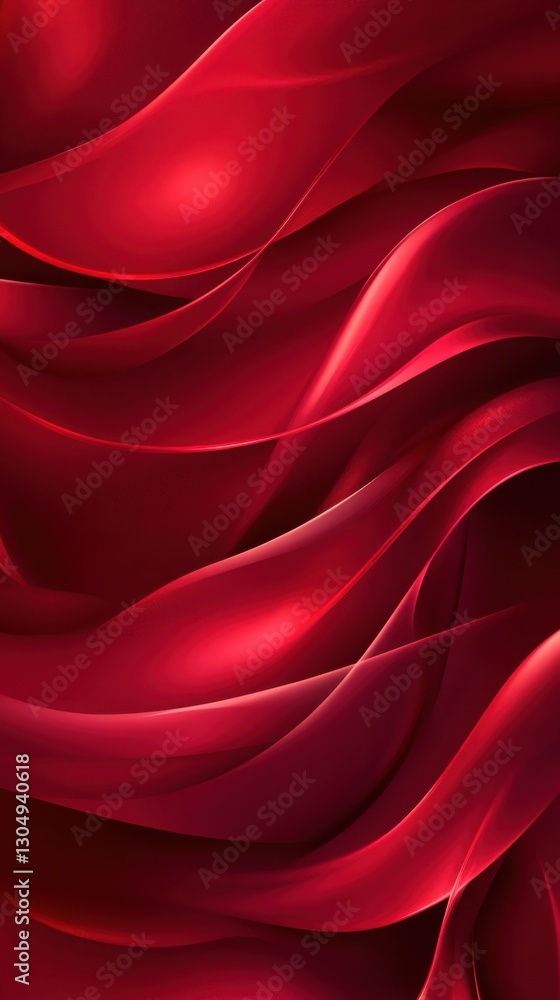 Poster elegant crimson wave design with flowing fabric texture creating a romantic and luxurious background