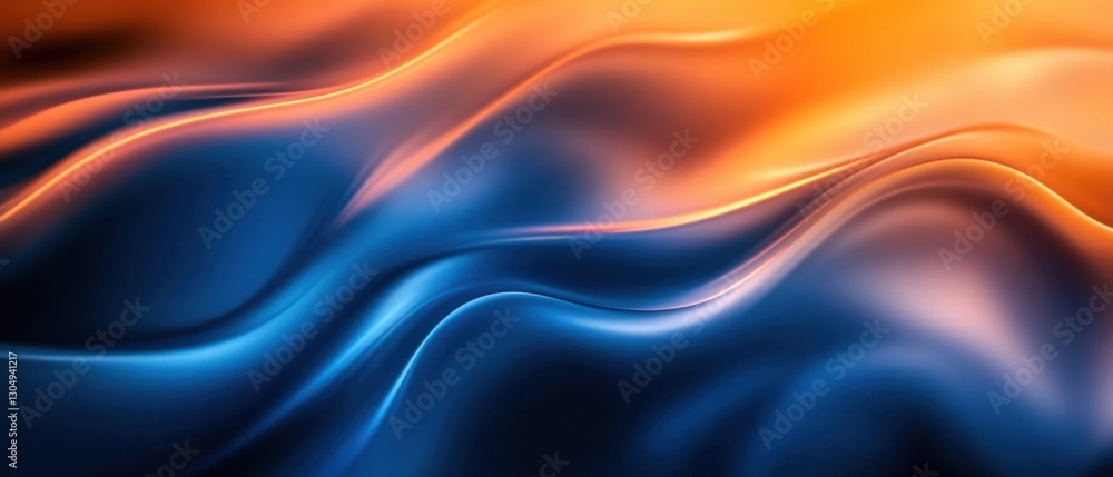 Poster abstract fluid wave design in vibrant orange and blue hues creating a dynamic elegant and modern bac