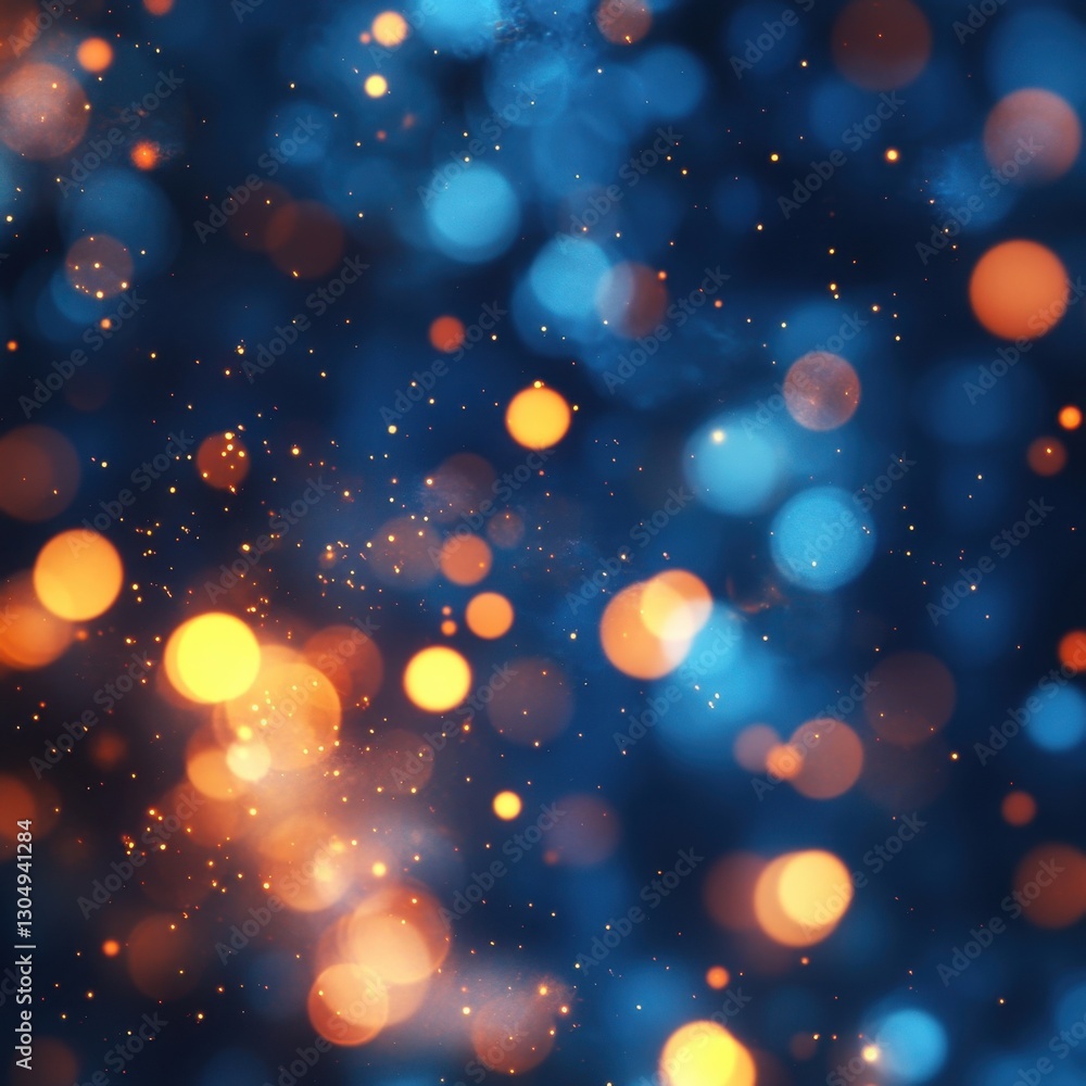 Poster captivating bokeh lights on dark blue background creating a magical and festive atmosphere with glow