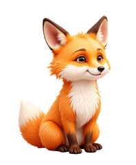 Obraz premium Cute Cartoon Fox Sitting with Transparent Background