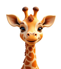 Obraz premium Cute cartoon giraffe with hearts, transparent background