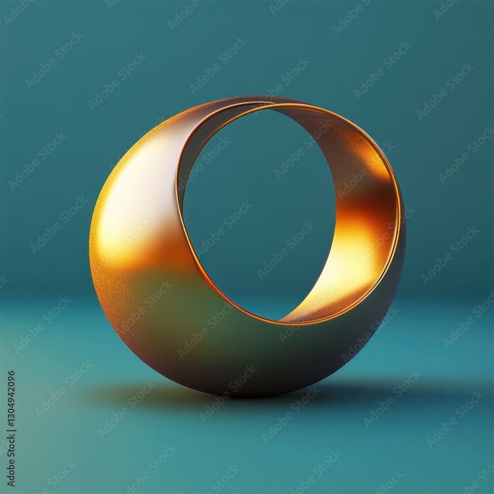 Poster elegant golden ring on teal background capturing light and shadow with smooth gradients and artistic