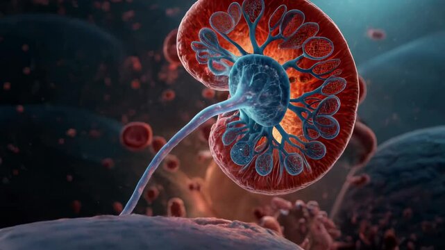 Dynamic Animation of the Kidney Filtering Blood and Removing Waste