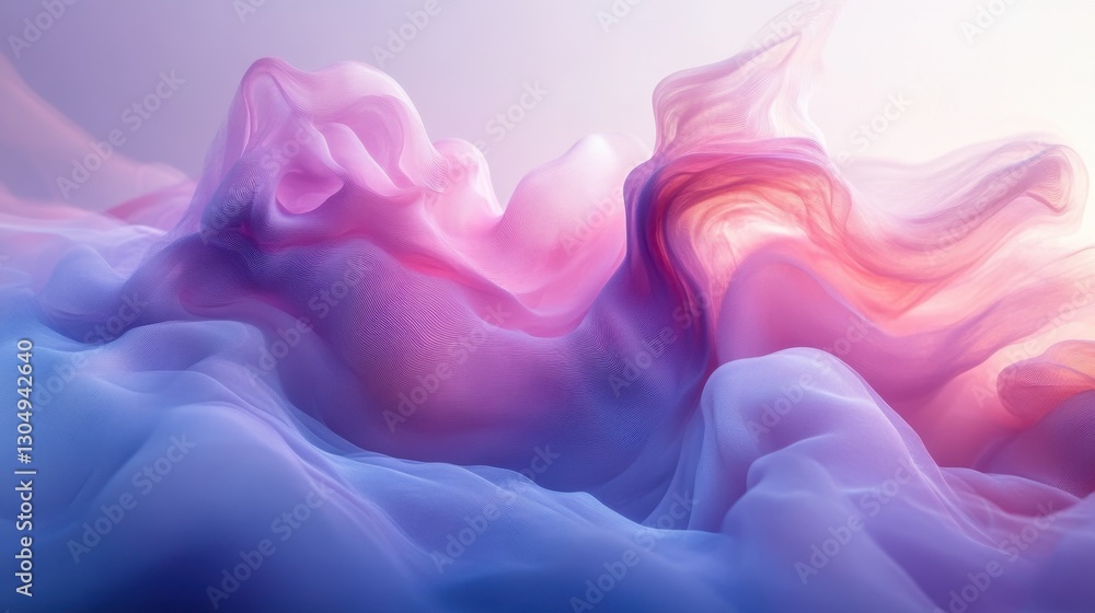 Aufkleber ethereal waves of pastel colors flow in a dreamy landscape showcasing soft textures and a gentle gra