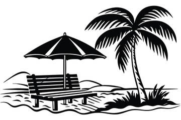 Beach Chair Silhouette vector black color silhouette