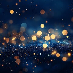 Obraz premium Bokeh Lights Background with Golden and Blue Sparkles