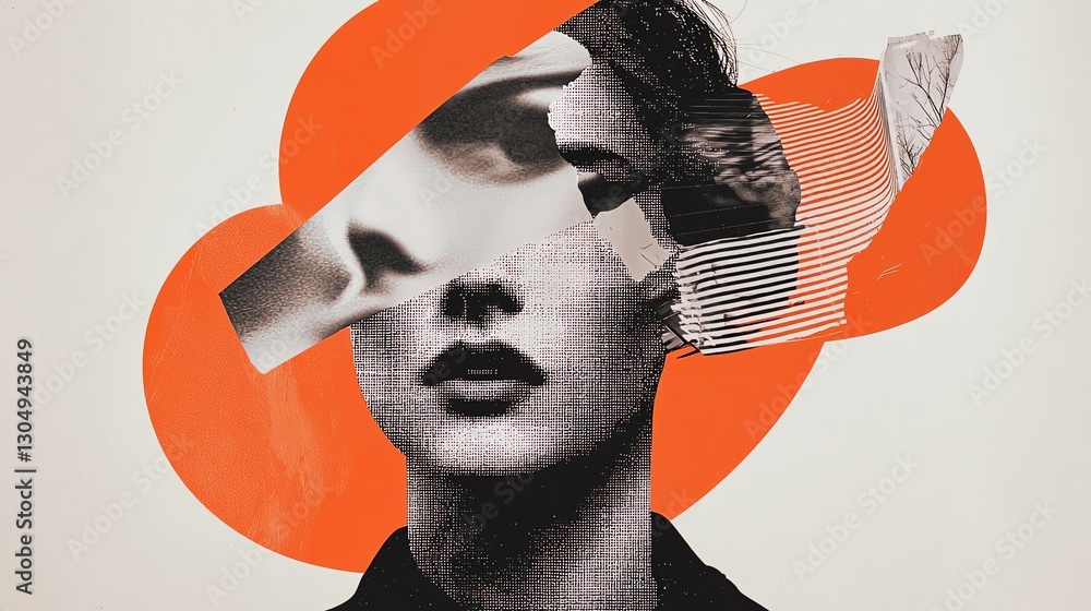 Poster a unique blend of abstract art with a focus on identity and perception.