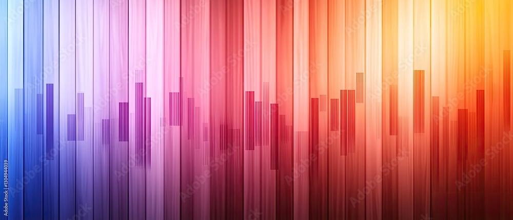 Poster a vibrant abstract design featuring vertical lines in a spectrum of colors, resembling sound waves o