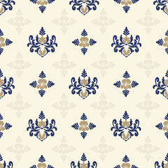 Classic Damask Seamless Pattern on red brown tone - Vector Illustration for Elegant Textile Design	