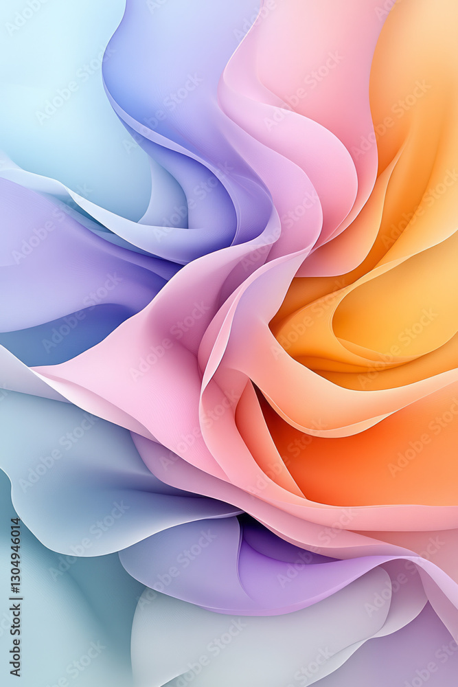 Aufkleber Fluid ribbons of color blending pink and violet shades, creating a harmonious and modern abstract