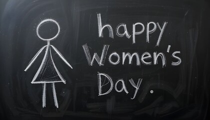 Happy Woman's Day, Chalk drawing on blackboard
